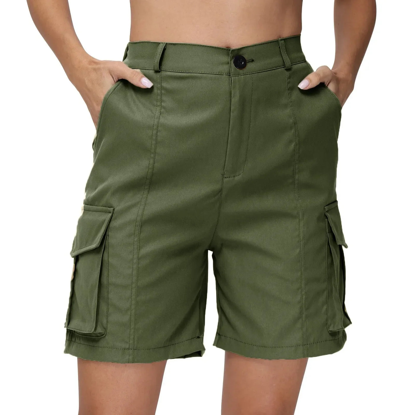 Multi-pocket Cargo Shorts For Women Summer Casual Shorts Knee Length short pants High Waist Sports Shorts Outdoor Hiking Shorts