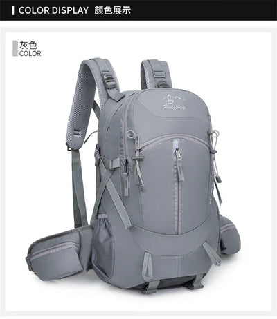 Fashionable and Wear-Resistant Outdoor Travel Backpack, Black and Red Contrasting Color Large-Capacity Mountaineering Bag with Waterproof Cover