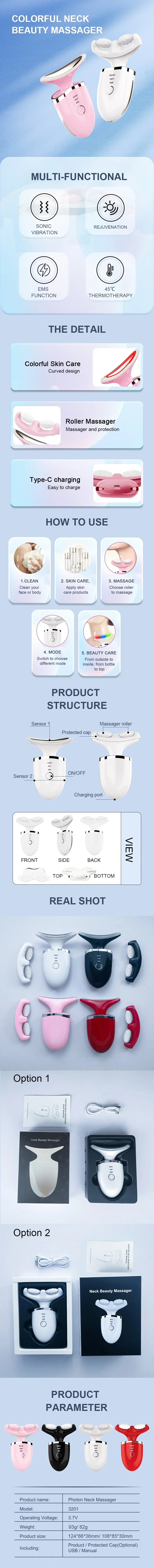 Portable Neck Face Beauty Device Multi-functional Skin Beauty Care Lifting Massage Skin Tightening Device Face Massager