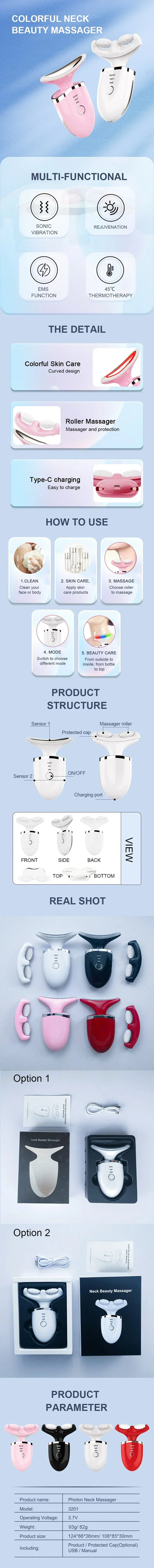 Portable Neck Face Beauty Device Multi-functional Skin Beauty Care Lifting Massage Skin Tightening Device Face Massager