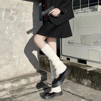 1Pair High-quality Foot Warmers JK Bubble Socks JK Lolita Leg Warmer Y2K Punk Gothic Knitted Foot Cover Crochet Socks Boot Cuffs