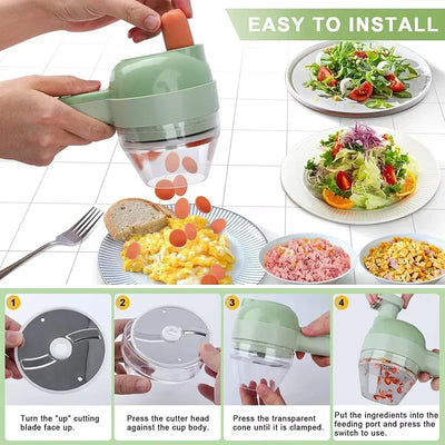 Portable Multifuction Electric Vegetable Chopper  Rechargeable Handheld Cordless Food Processor for Meat Garlic Pepper Onion