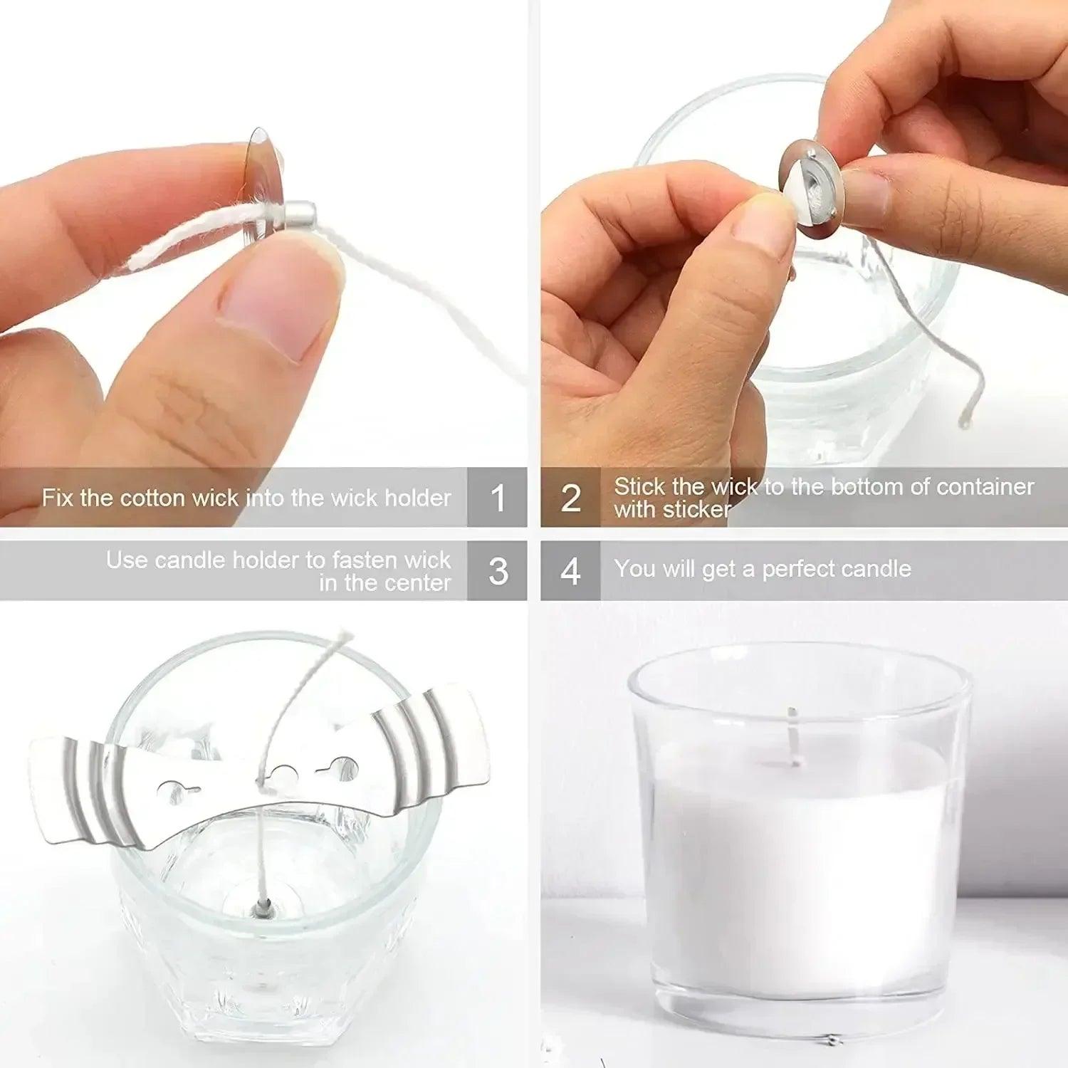 100pcs candle holder 61m cotton wick smokeless aromatherapy cylindrical thread making kit diy maker