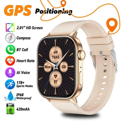 LIGE GPS Trajectory Smart Watch Women 2.01" HD Screen Compass Bluetooth Call Heart Rate Blood Oxygen Men Smartwatches 2025 New