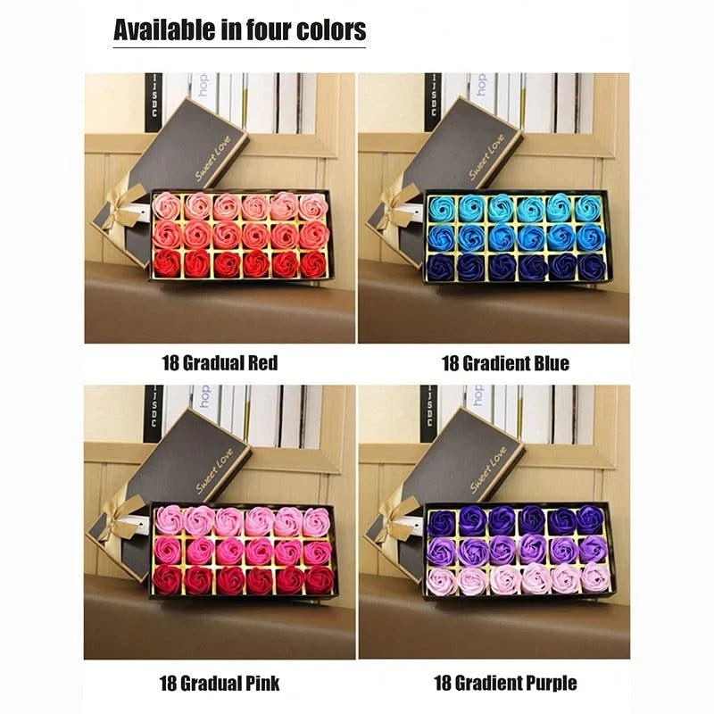 Romantic 18pcs Soap Rose Flowers Gift Box Luxury Soap Flower Gifts Birthday Party Valentine's Wedding Creative Soap Flowers