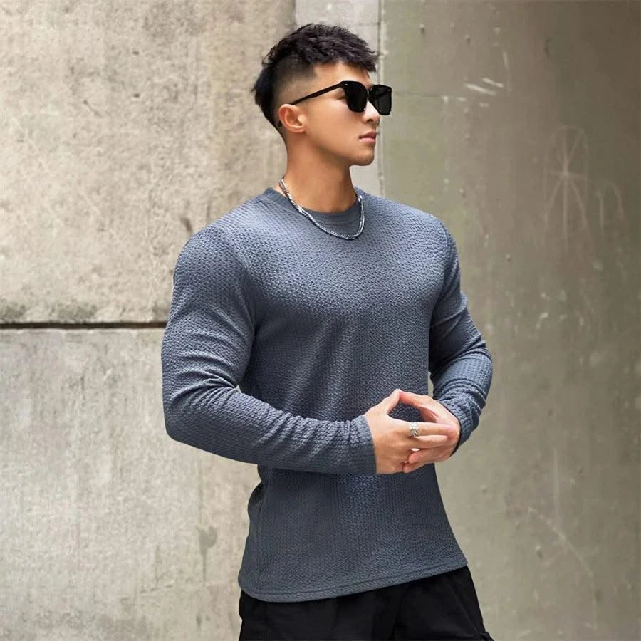 New Long Sleeve t shirt for Men Autumn Fashion Cotton Solid Color t-shirts Cozy Streetwear Men's t-shirt 3XL Baggy Korean Trendy