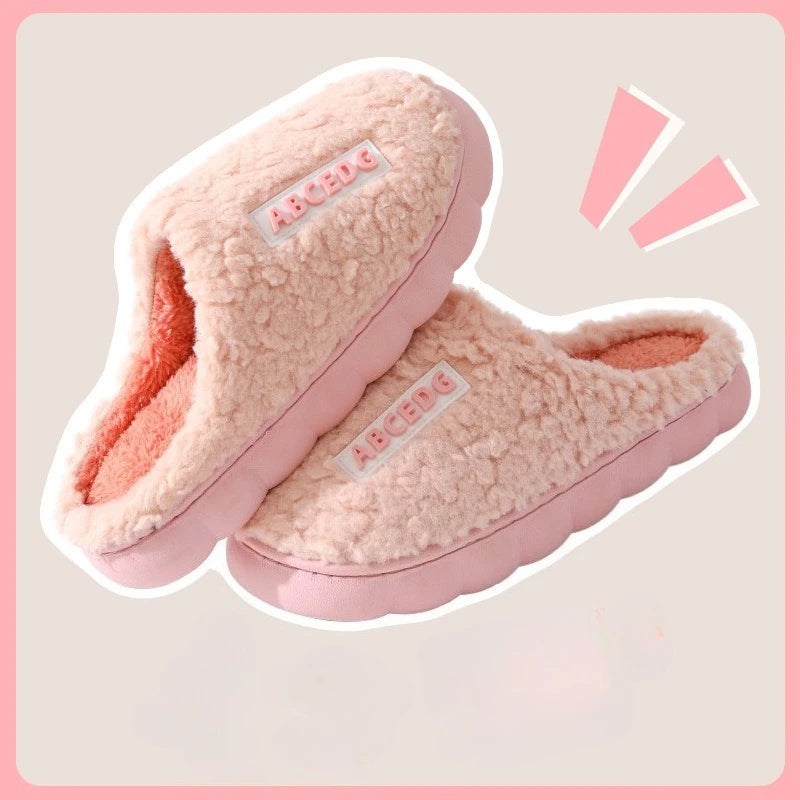 Couple's Plush Slippers for Women & Men - Extra Warm Winter House Shoes, Non-Slip Fuzzy Lined Indoor Slides with Thick Sole