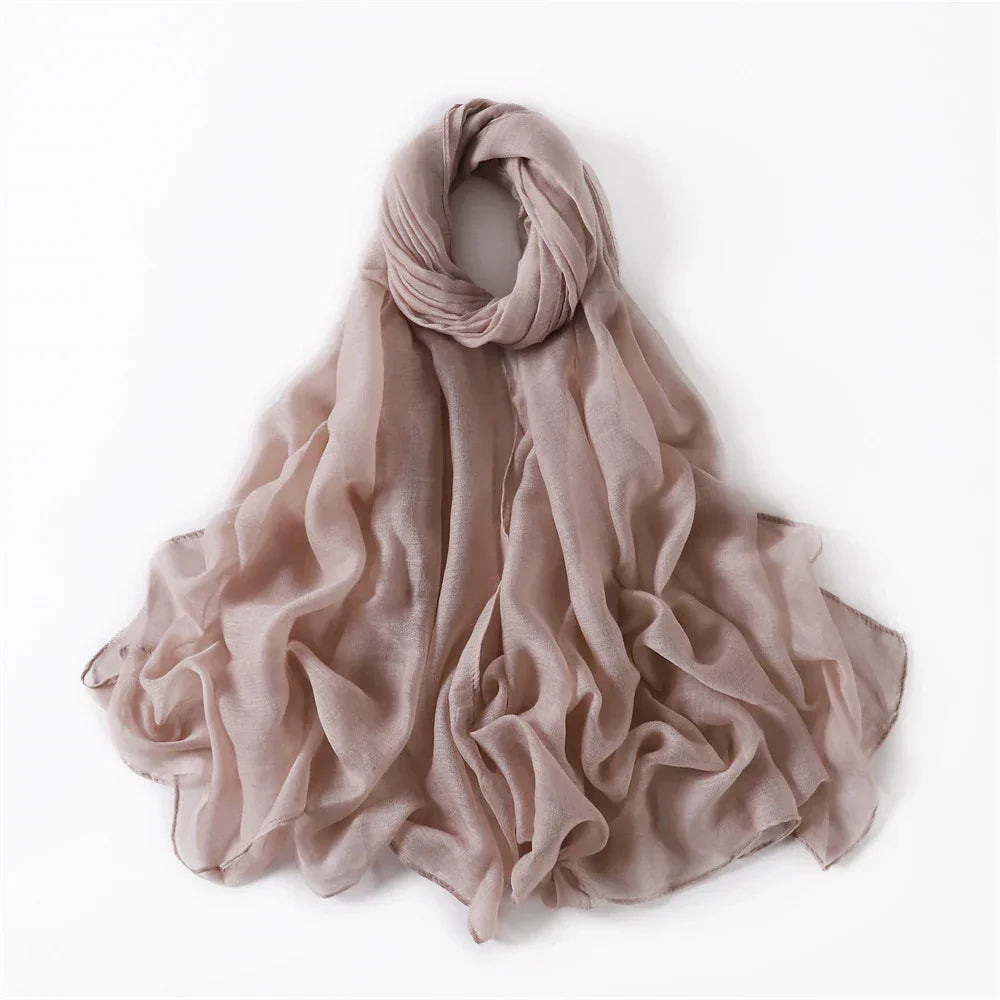 New Cotton Linen Scarf For Women Girls Students Autumn Classic Solid Color Scarves Retro Soft Foulard Viscose Female Wrap Shawls