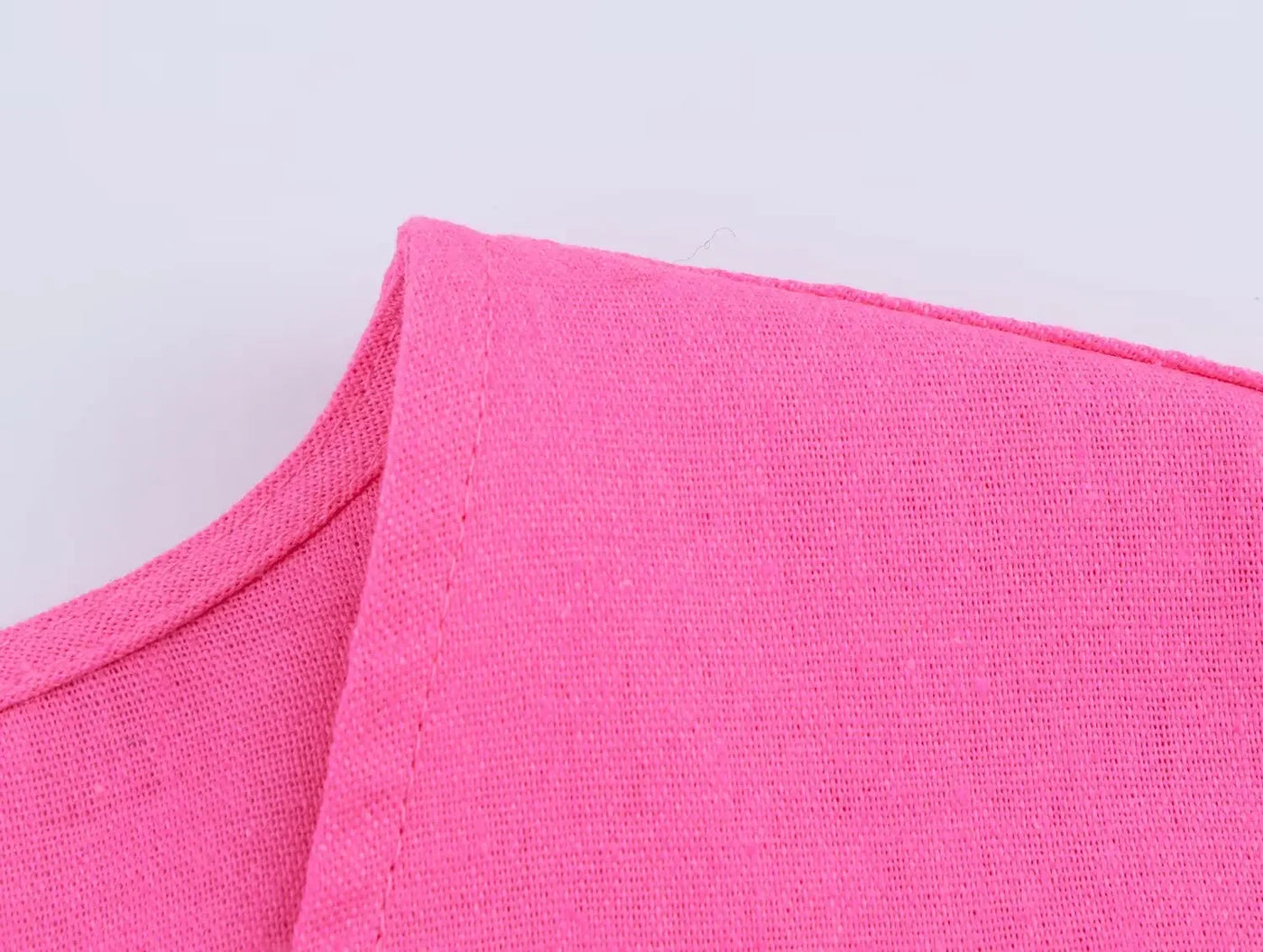 Women's asymmetrical V-neck design linen top