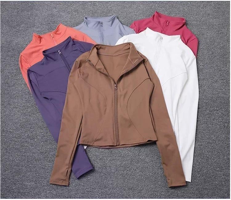 Workout sport jacket long sleeve gym training clothing yoga sportswear women