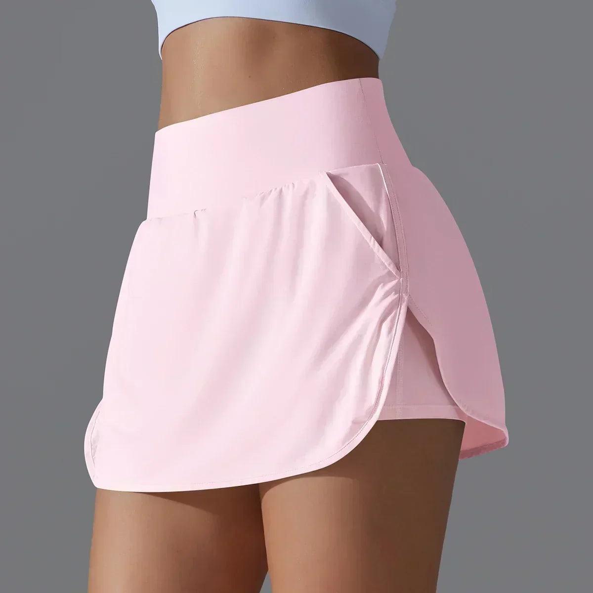Women gym running shorts double deck quick dry sport fitness jogging workout with pocket sports tight short