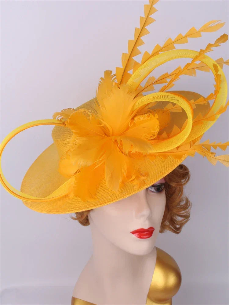 Bride Pillbox Red Fascinator Hat Femme Wedding Chapeau Women Formal Event Tea Millinery Cap Feather Royal Ascot Race Headpiece