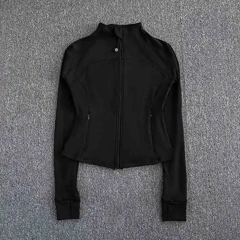 Women's high-end sports jacket for running, fitness, exercise, with stand-up collar, fashionable long sleeves, professional zipp
