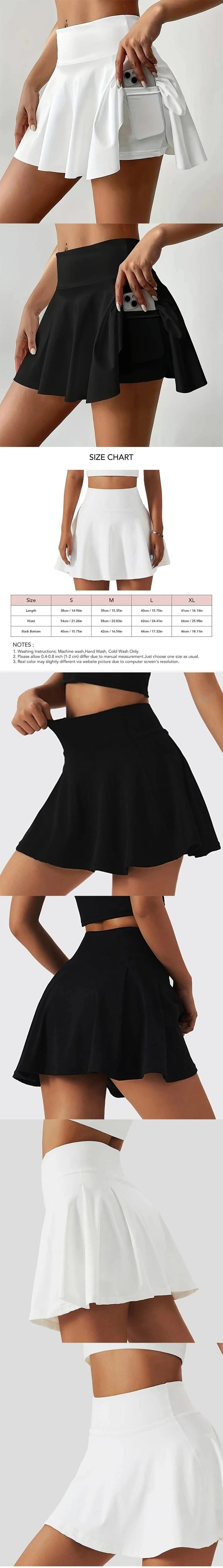Women's Sports High Waisted Short Skirt Comfortable Breathable Belt Safety Pants and Pocket Tennis Yoga Golf Mini Skirt