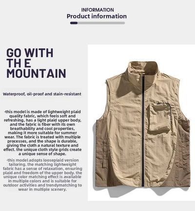 Men's vest for spring and summer new outerwear for camping hiking outdoor charging fashionable trend simple and high-end vest