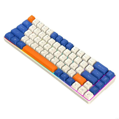 Compactly Mechanical Gaming Keyboard 68Key with LED Backlits Clear Letter for Office Home Use for Typing Gaming Keyboard