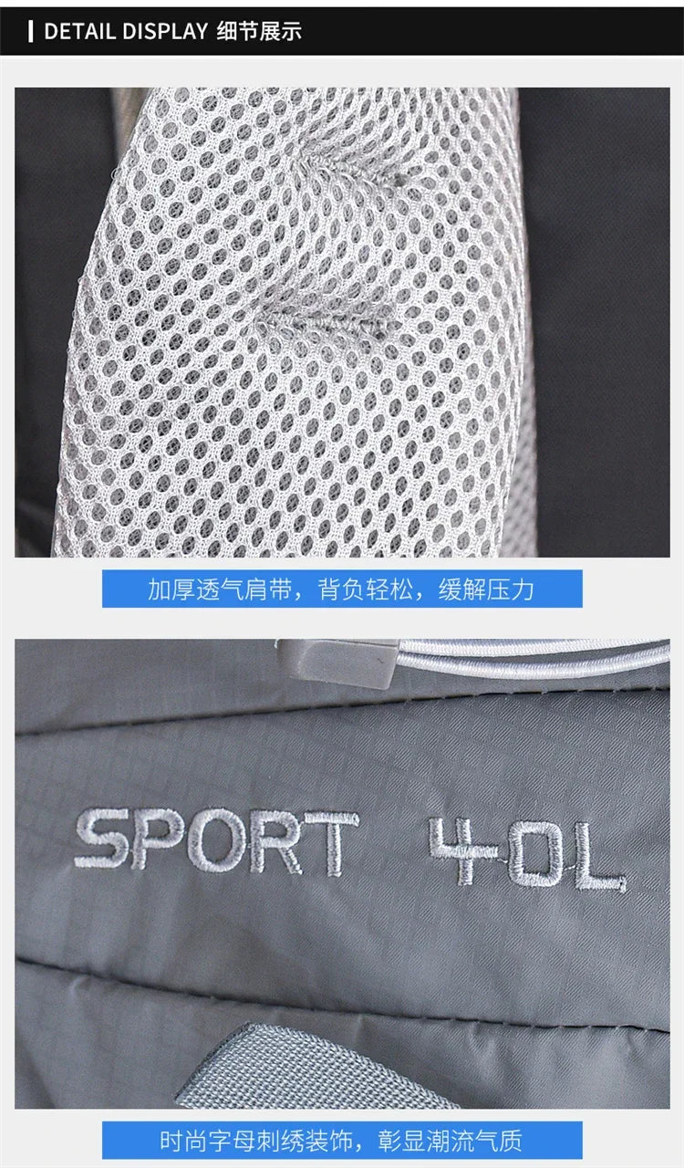 Fashionable and Wear-Resistant Outdoor Travel Backpack, Black and Red Contrasting Color Large-Capacity Mountaineering Bag with Waterproof Cover