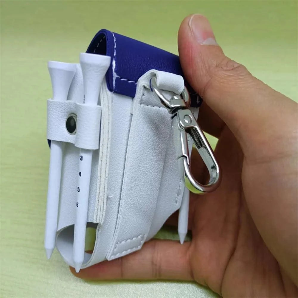 Golf Ball Mini Bag PU Leather with Golf Tees Golf Ball Pouch Hang on Waist Bag Golf Belt Gift for Husband Golf Sport Accessories
