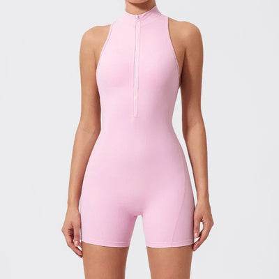 Scrunch Short Sports Jumpsuit Sleeveless Gym Set Women Yoga Clothing  Workout One-piece Suit Female Zipper Overalls for Woman