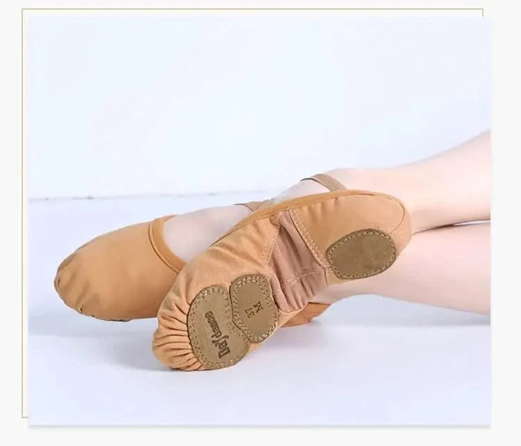 Zapatos de Ballet para mujer y niña, zapatillas de baile de la academia de baile, suela dividida suave, tela elástica