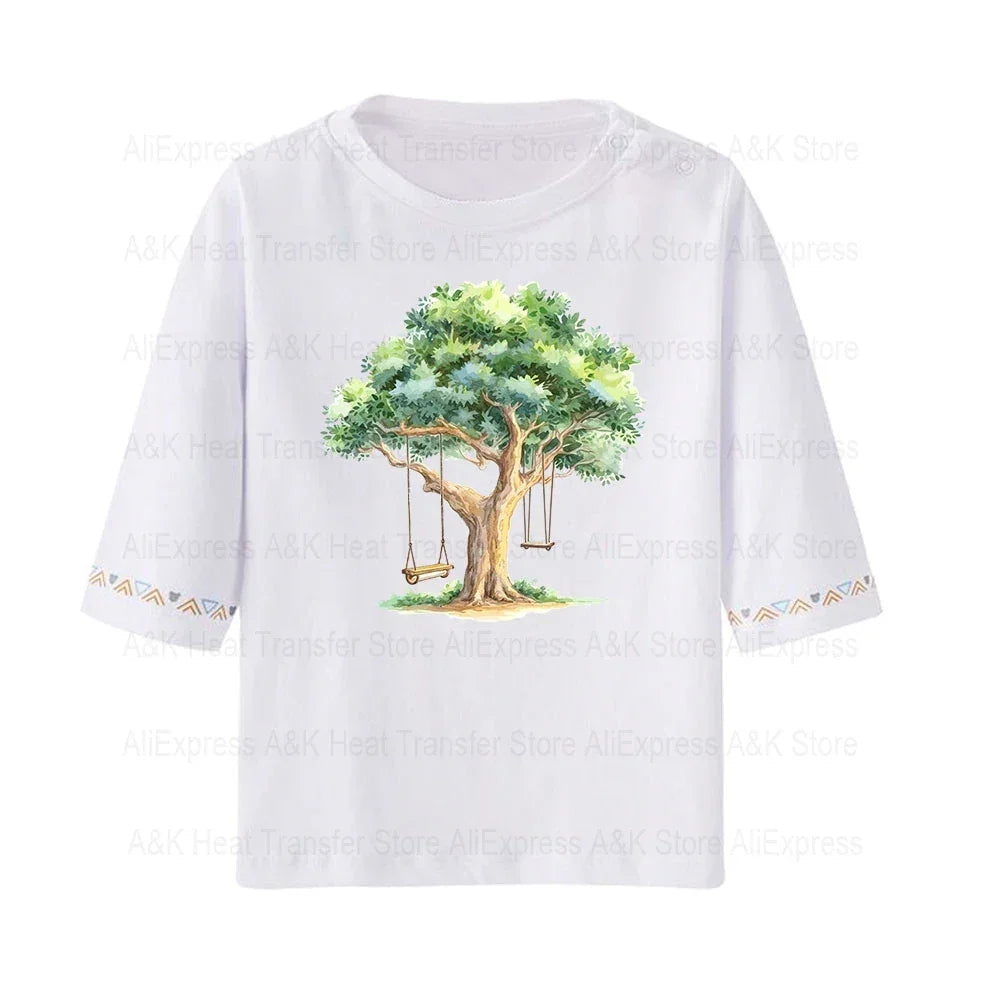 Baby Animal On Swings Heat Transfers For Kids Clothing Elephant Tigers Lion Stickers On Clothes Diy Thermal Patches Decals