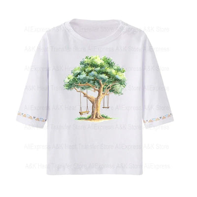 Baby Animal On Swings Heat Transfers For Kids Clothing Elephant Tigers Lion Stickers On Clothes Diy Thermal Patches Decals
