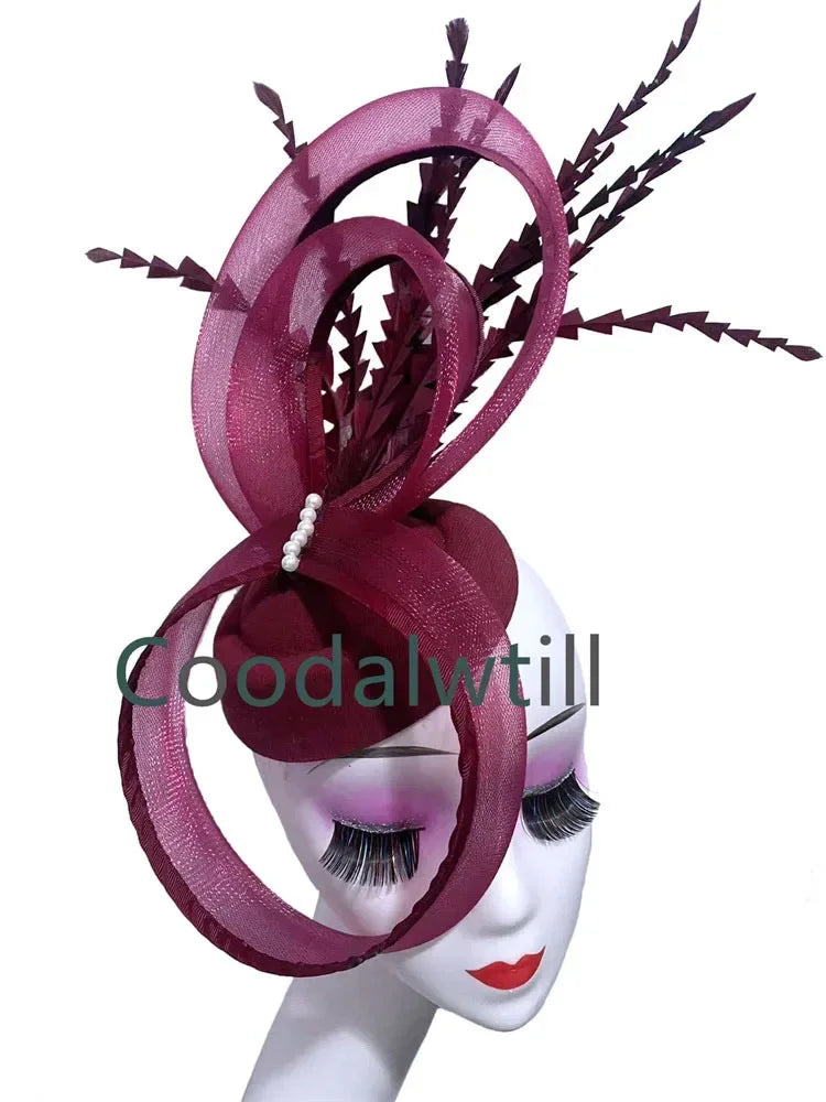 Ladies Royal Ascot Chapeau Cap Wedding Fascinator Hat Headpiece Women Church Party Pillbox With Headband Bride Party Fascinators
