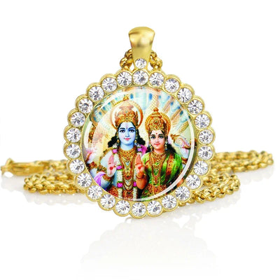 Hinduism Necklace Ganesha Goddess Kashmi Vishnu Rhinestone Pendant Shiva Amulet Charms Necklaces Women Indian Buddhism Jewelry