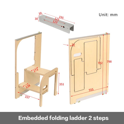 Ultra Thin Built In Folding Step Stool Narrow Retractable Pull Down Hidden Ladder Space Saving For Small Home Kitchen Cabinet