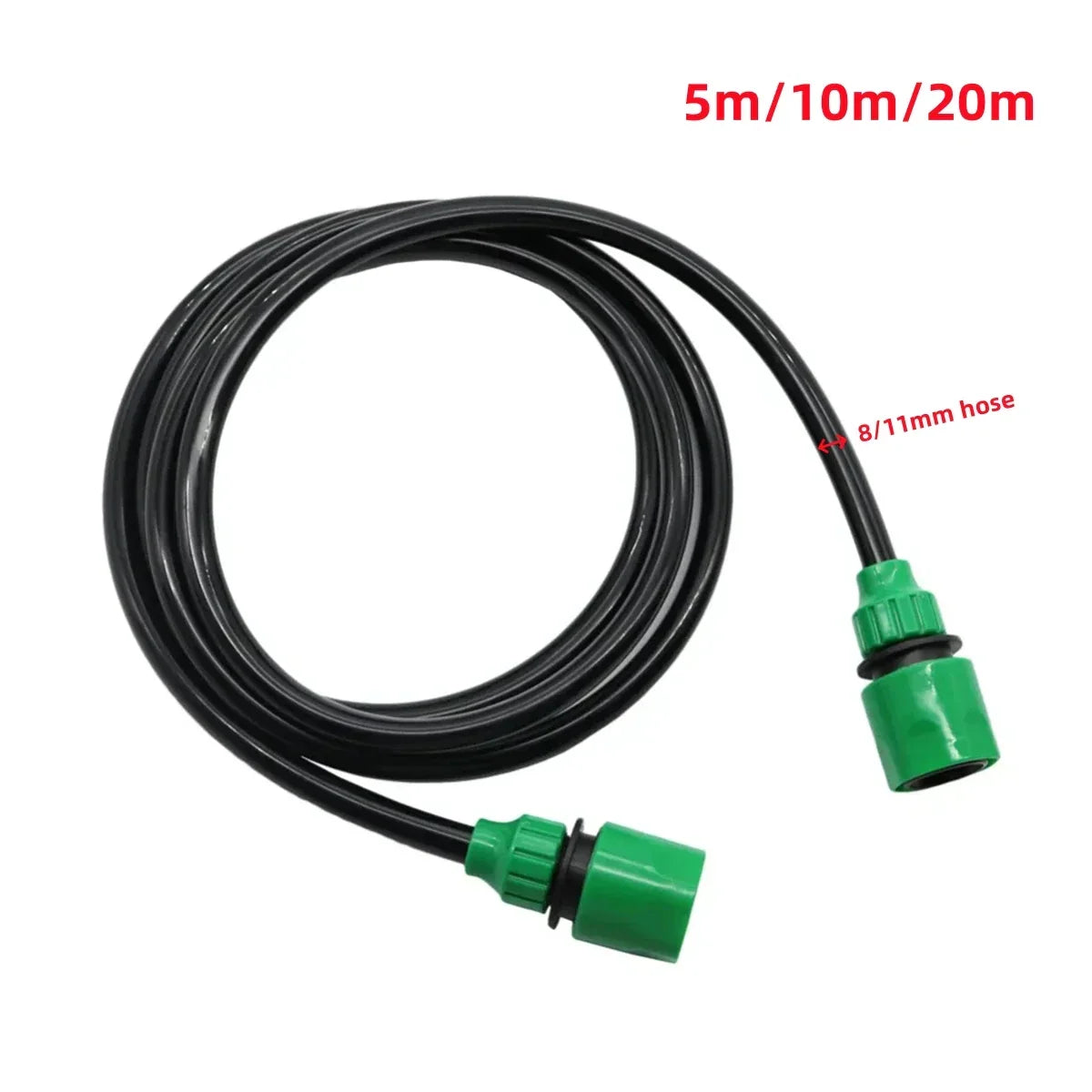 Garden Irrigation Black Hose Gardening Watering Hose 8/11 mm Flexible Water Pipe 5m/10m/20m 3/8" Pipe with Quick Connector 1 Set