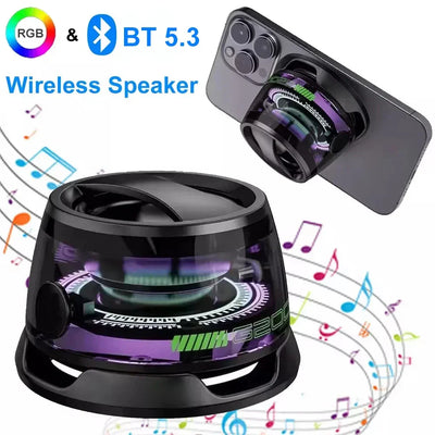 Bluetooth 5.3 Speaker Outdoor Magnetic RGB Lighting Bluetooth Speaker with RGB Color Light Multifunctional Magnetic Phone Holder