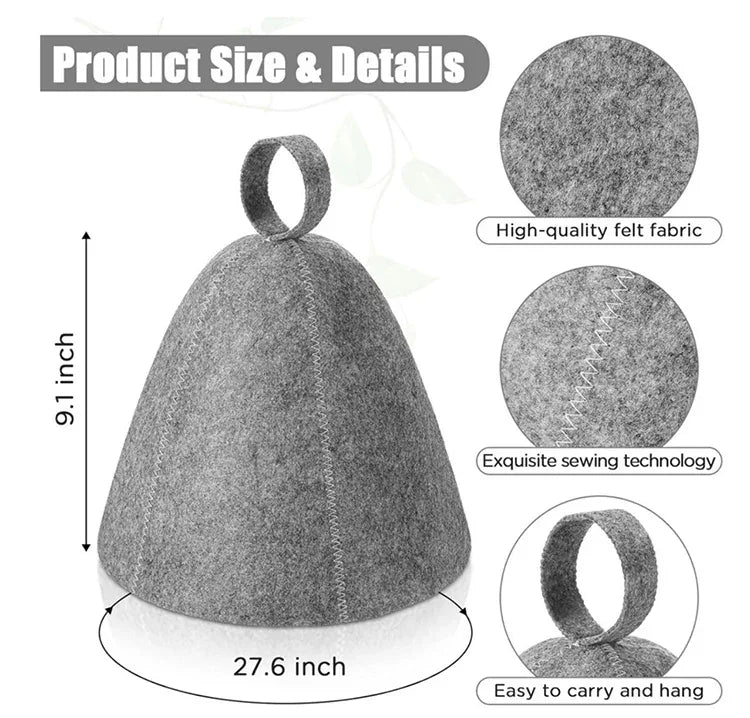 Sauna Hats Thicken Wool Felt Shower Cap Hair Turban Quickly Towel Drying Hats Felt Sauna Hat Men Dry Sauna Cap for Man