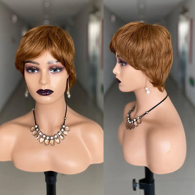 Short Human Hair Wigs Pixie Cut Straight perruque bresillienne for Black Women Full Machine Made Wigs With Bangs Cheap Wig