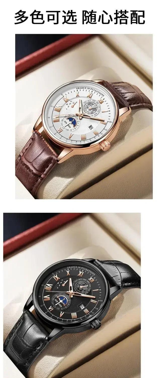 2024 men watch fashion top luxury sport men’s wristwatch waterproof luminous leather date quartz watches man clock