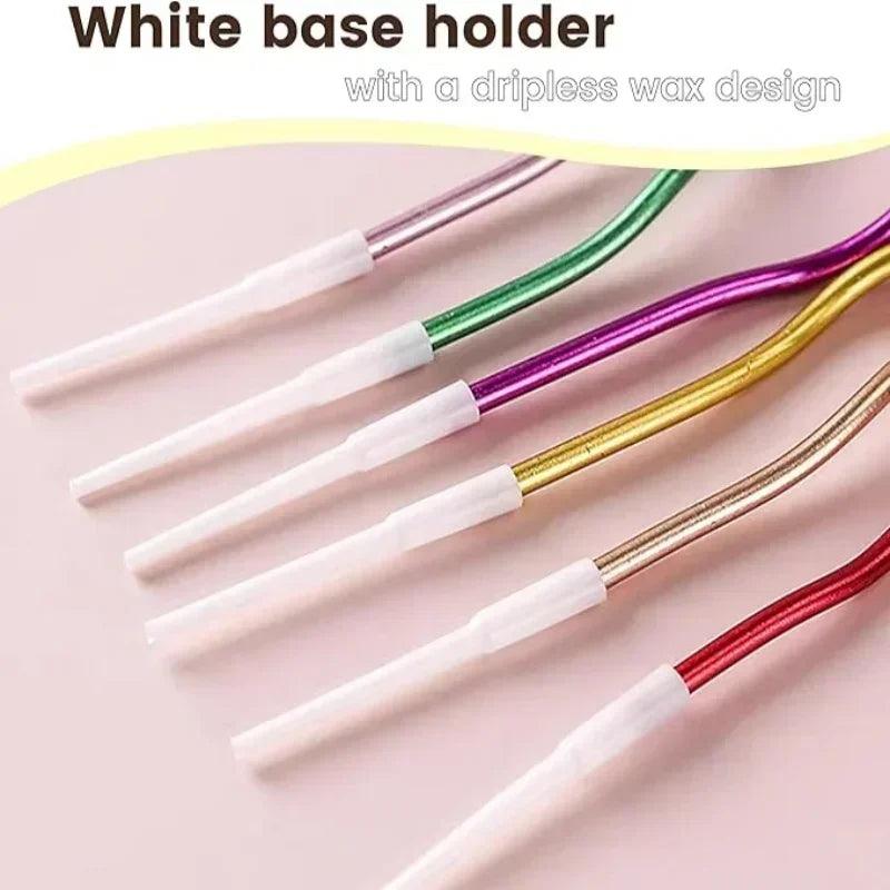 Birthday cake candles smoke-free curved curly coil long for wedding party supplies