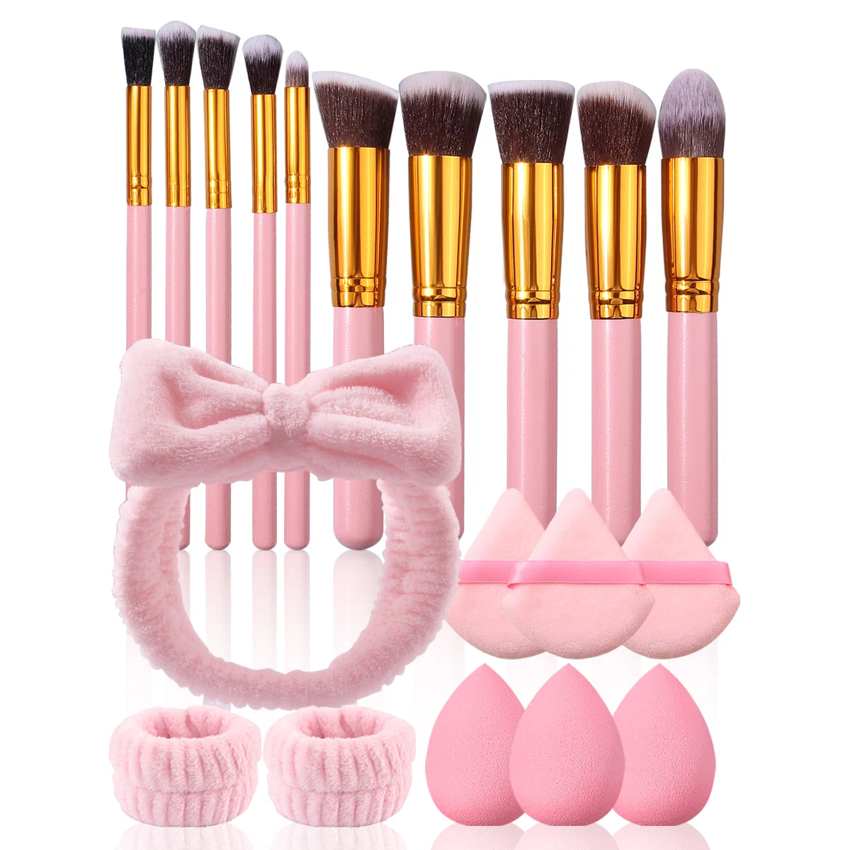 6/10/19PCS Pink beauty Set includes a makeup brush set, a toiletry set, a dry and wet dual-purpose beauty egg, and a powder puff