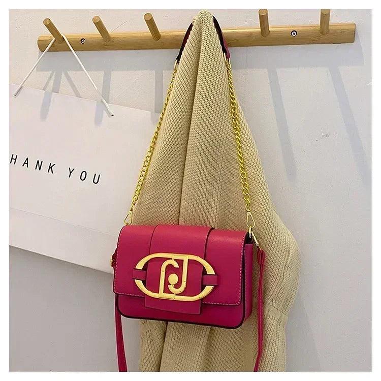 Designer handbags for women leather metal buckle flap square shoulder bags fashion 2024 ladies messenger females casual