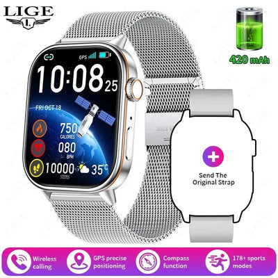 LIGE GPS Trajectory Smart Watch Women 2.01" HD Screen Compass Bluetooth Call Heart Rate Blood Oxygen Men Smartwatches 2025 New