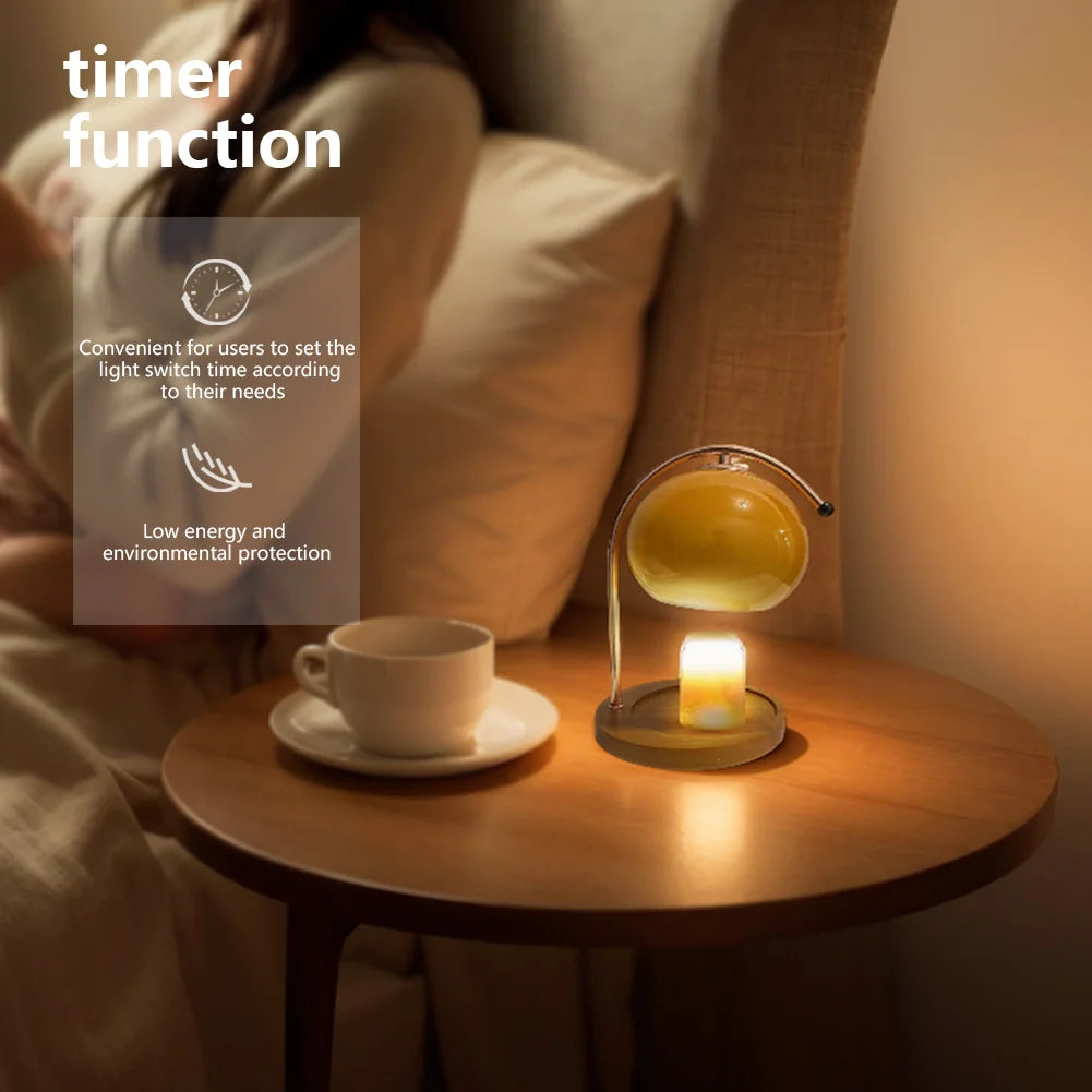 Wooden Base Candle Warmer Lamp with Timer Nordic Candle Wax Lamp Dimmable Modern Wax Melting Light for House Office Decoration