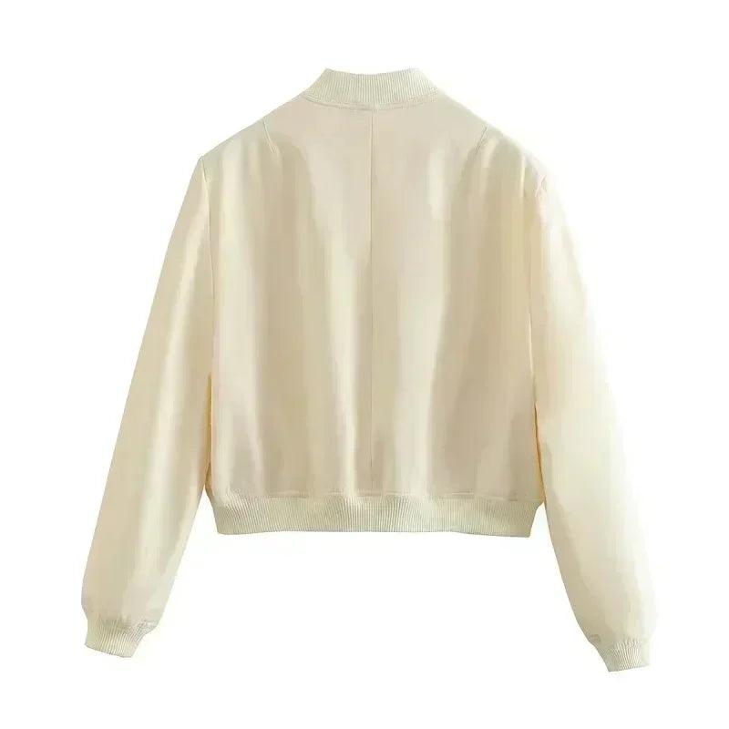 Button bomber cropped jackets woman coat autumn winter outerwear