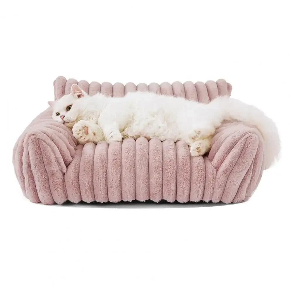 Warm Pet Sofa Luxurious Pet Bed with Memory Foam Washable Cover Non-slip Bottom for Dogs Cats Sofa for Comfortable Sleeping