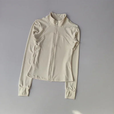 Zippered Sports Jacket for Women Yoga Suits Slim Fit Training for Jogging Long-sleeved Quick-drying Cardigan Jacket Top