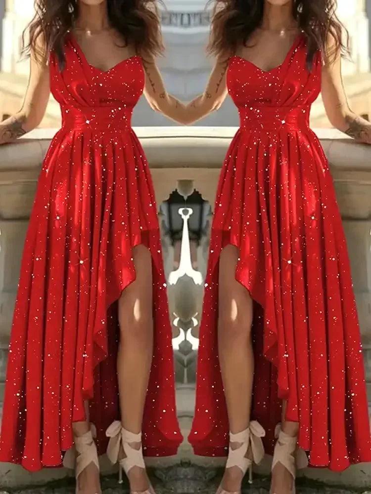 Women evening dresses sexy elegant red cocktail party chic gala graduation luxury formal occasion bridesmaid gown dress