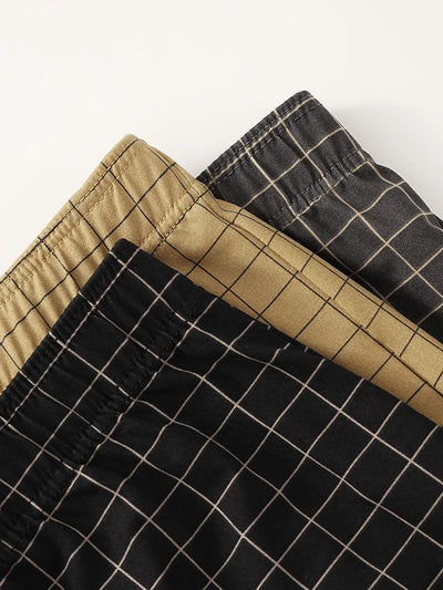 4-Pack Men's Polyester Boxers - Plaid Pattern, Classic Fit