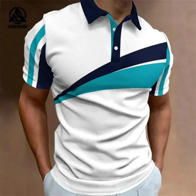 Fashion Simplicity Men's Polo Shirt Summer Short Sleeve Buttons Tops Street Sports Style Clothing Oversized Pullover Golf Wear