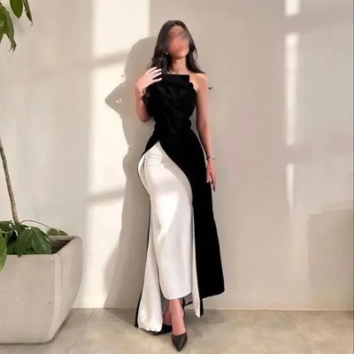 Elegant Formal Evening Dresses Strapless Mermaid Women Sleeveless Prom Gowns Customized Ruffled Pleats Wedding Guest Gowns