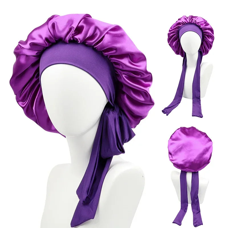 Satin Bonnet Silk Bonnet Adjustable Bonne For Sleeping Hair Bonnet With Tie Band Bonnets For Women Men