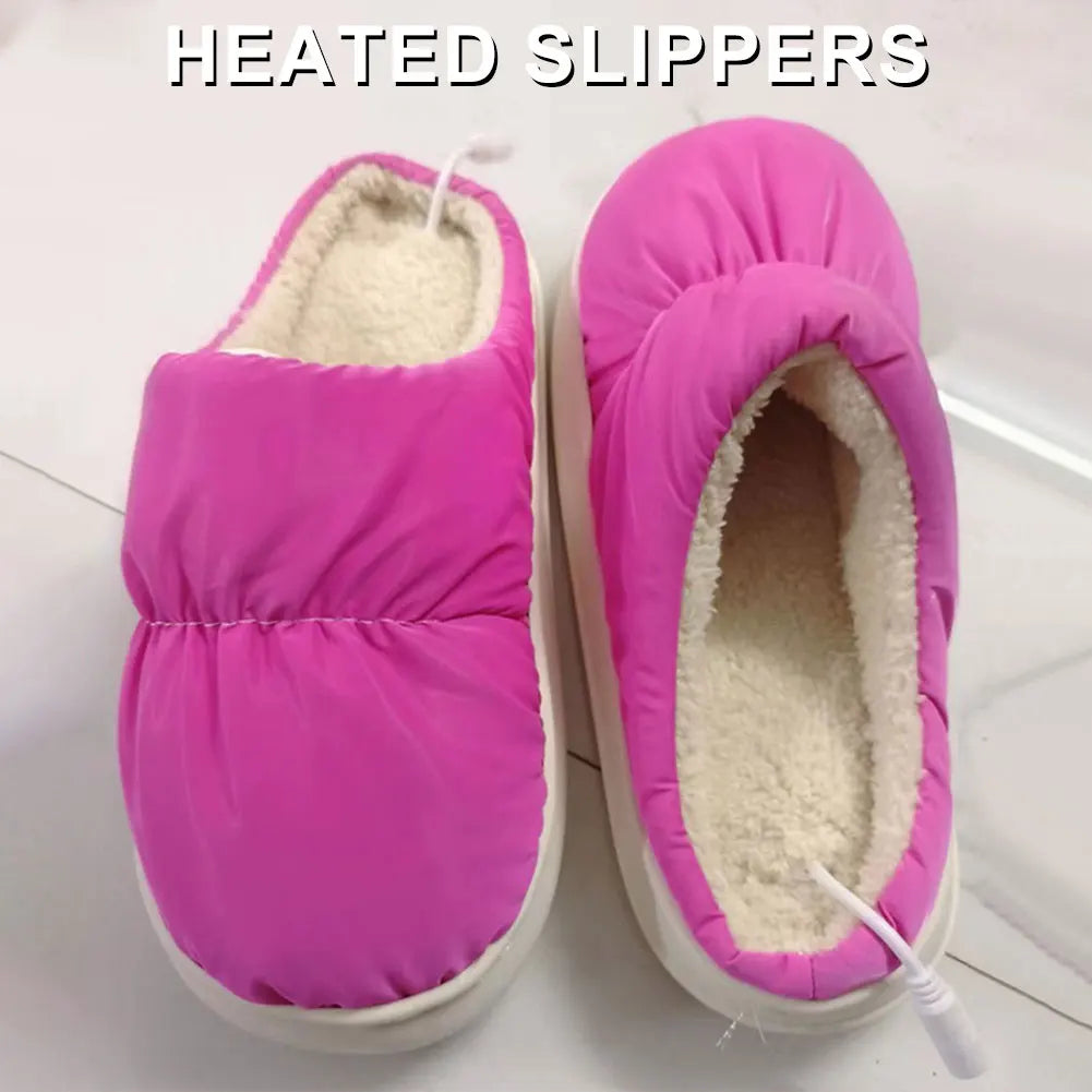 Heated Slipper Boot Soft Plush Heated Slippers Adjustable Temperature Electric Foot Warmer Winter Heated Boots for Home Office