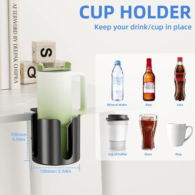 Desk Cup Holder, Sturdy ABS Material, Perfect for Drinkware, Securely Attaches to Wooden Surfaces, No Drill Installation