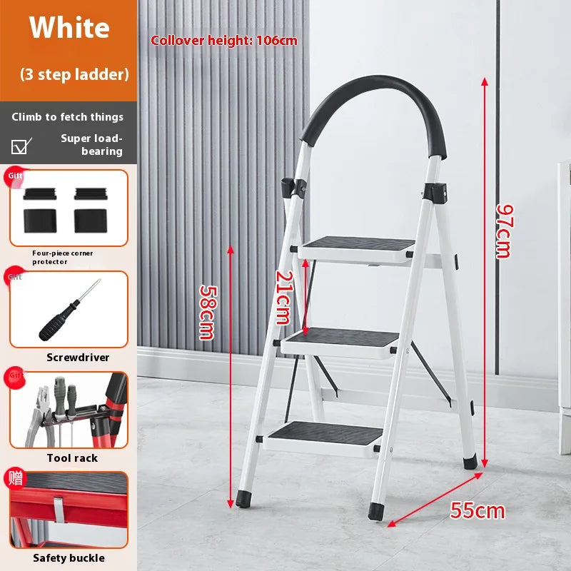 Adjustable Zigzag Folding Ladder 3 4 5 6 Step Thickened Carbon Steel Engineering Ladder Stable Climbing Tool for Home And Garden